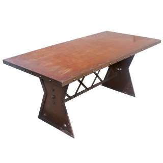 72 Industrial Machine Age French Steel Dining Table  