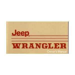  1988 JEEP WRANGLER Owners Manual User Guide Automotive