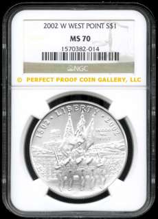 NGC MS70 2002 W WEST POINT SILVER DOLLAR MS 70  