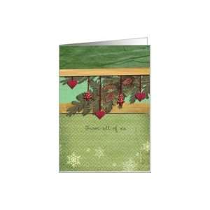  from all of us, christmas card, fir cone, pine, 3 d effect 