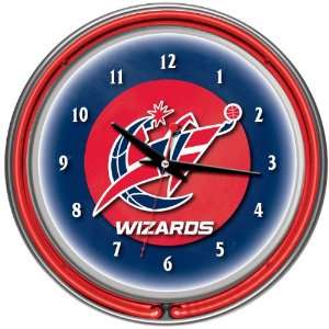 Washington Wizards NBA Chrome Double Ring Neon Clock   Game Room 