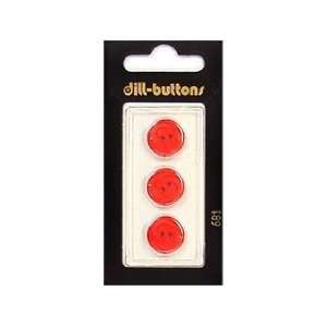  Dill Buttons 14mm 2 Hole Red 3 pc (6 Pack)