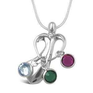  Birthstone Family Bond Charm Necklace in Sterling Silver 
