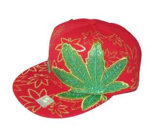 Weed Pot Leaf Cannabis Hat Cap Red Green Gold 420 Chronic Leader Brand 