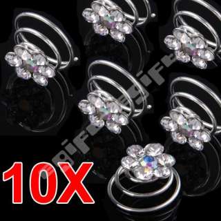 10 Spiral diamond twist Bridal Wedding Clips Hair Pin  
