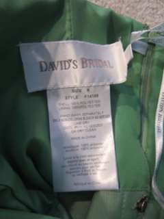 Davids Bridal CLOVER Green Strapless Chiffon Bridesmaids dress size 8 