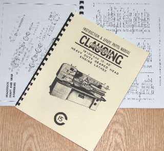 CLAUSING/Colchester 15 Lathe Instruction & Parts Manual  