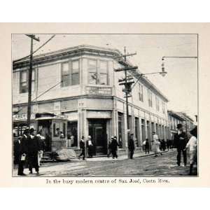  1926 Print Town Center Cityscape Street Scene Crowd People 