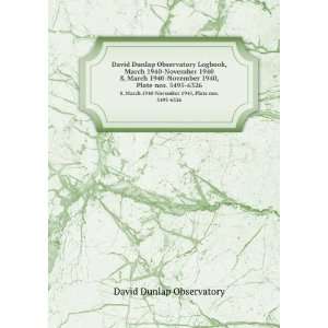   , Plate nos. 5495 6326 David Dunlap Observatory  Books