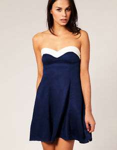 NEW MOTEL BETSY DRESS UK 8 10 12 & 14 NAVY & BLUE  