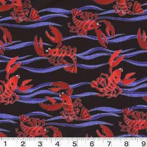  45 Wide Clowning Around Lobsters Black Fabric By The 