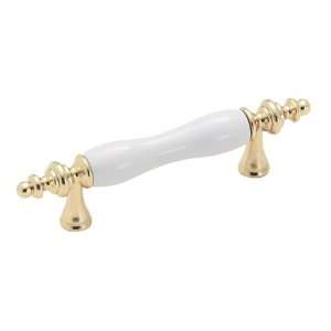  Amerock 76243 W3 Polished Brass With White Drawer Pulls 