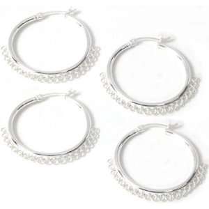  4 Earrings Hoops +20 Rings Sterling Silver 30mm Part