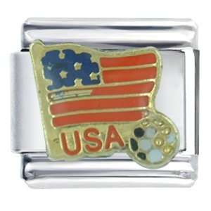  Usa Soccer Travel & Flags Italian Charm Bracelet Pugster 