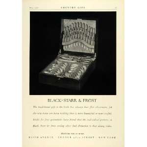1925 Ad Black Starr Frost Fifth Avenue New York Flat Silverware Dining 
