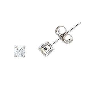 14KT WHITE GOLD   0.25CTW DIAMOND ROUND SOLITAIRE STUD EARRINGS  