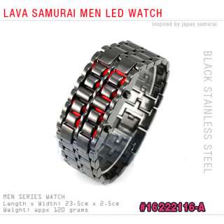   Iron Metal Samurai LED Digital Wrist Watch Band   Black White #V B 022