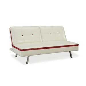  Costa Mesa Ivory & Red Leatherette Convertible Sofa