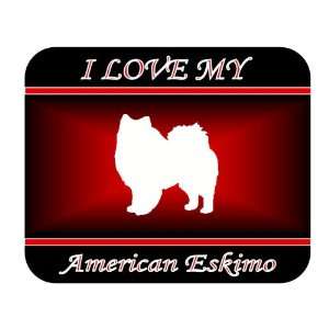  I Love My American Eskimo Dog Mouse Pad   Red Design 