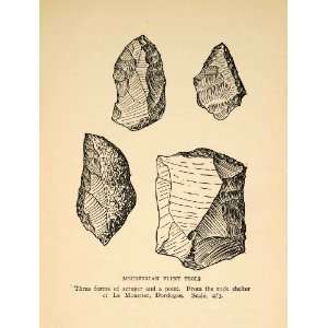  1927 Print Mousterian Flint Tool Paleolithic Prehistoric 
