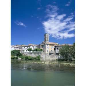 View Across Aude River to Trebes, Aude, Languedoc Roussillon, France 