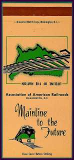 1950s Assn of American Railroads Matchcover  Washington DC  