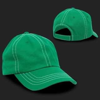 Kelly Green White Contrast Stitched Washed Polo Style Baseball Cap 