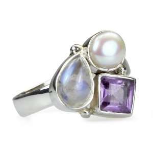  Lune   Amethyst, Moonstone & Pearl Ring Love My Pearls Jewelry
