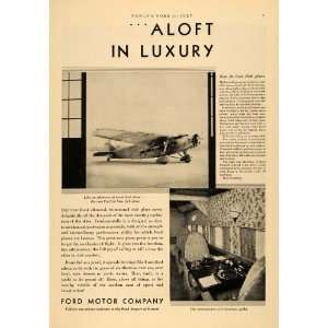   Ad Ford Motors Airport De Luxe Club Personal Plane   Original Print Ad