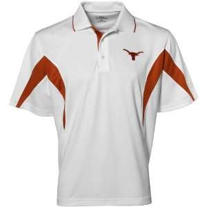  Texas Longhorns PGA Tour White Color Block Golf Polo Shirt 