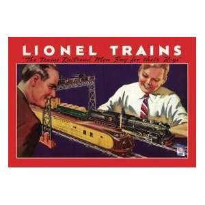 TIN SIGN NOSTALGIC ~ LIONEL TOY TRAINS 1934 THE TRAINS RAILROAD MEN 