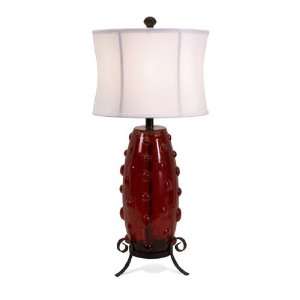   Inspired Contemporary Red Glass Table Lamp with Black Curled Legs 32