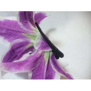  Large Double Purple Stargazer Lily Hair Flower Clip 
