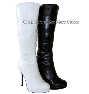 Super Sexy Club Wear Stretched Knee High Platform GoGo Boots White 