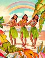   Dancer Tropical Hawaiian Hawaiiana Rainbow Nostalgia Wahine  