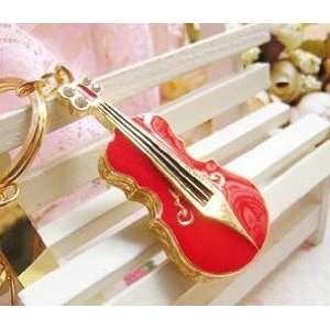  8GB Red Crystal Violin Style USB Flash Drive with Keychain 
