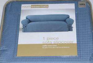 New Blue Waffle Weave Sofa Slipcover Cover  