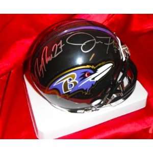 Joe Flacco & Ray Rice Hand Signed Autographed Baltimore Ravens Mini 