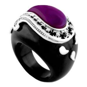  Sterling Silver Resin Ring With CZ For Women Size 7 