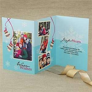 Warm Wishes Personalized Photo Christmas Cards   Three Panel