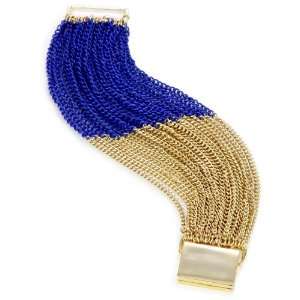 Lee Angel Safina Colorblock Blue and Gold Multi Chain Bracelet