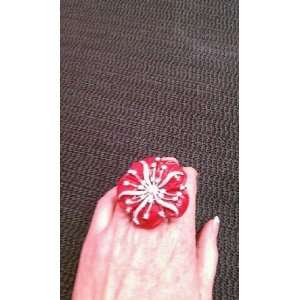  Angelique de Paris   Fabulous Flower Ring (RED) Size 5 