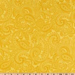  45 Wide Flower Show III Paisley Yellow Fabric By The 