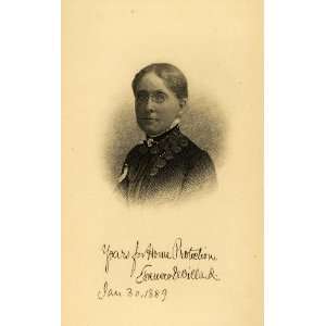  1889 Steel Engraving Frances E. Willard Portrait American 