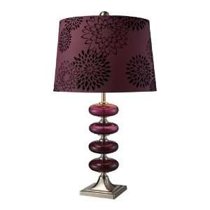  Vidrio Table Lamp in Brushed Steel and Plum Blown Glass 