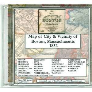  Map of City & Vicinity of Boston, MA, 1852 CDROM 