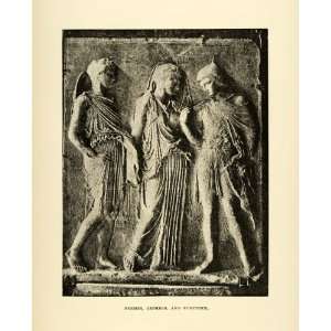  1890 Wood Engraving Hermes Orpheus Eurydike God Messenger 