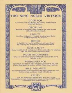 NINE NOBLE VIRTUES 8.5 x 11 Parchment Poster wicca witch norse asatru 