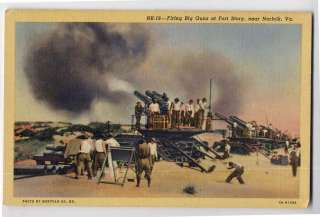 1939 NORFOLK VA Fort Story Big Guns Firing postcard  