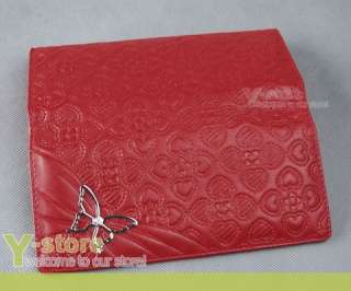 Lady Women Long Wallet Purse Bag   Red Butterfly Heart  